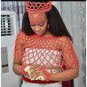 Head crown, shoulder cape and hand gloves coral bead, African jewelery, bridal coral bead, Edo/Igbo bridal accessories